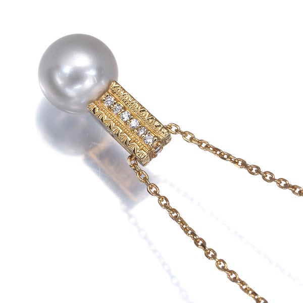 ミキモトペルリータ ネックレス  アコヤ真珠 8.7mm  ダイヤ 0.04ct   K18YG 