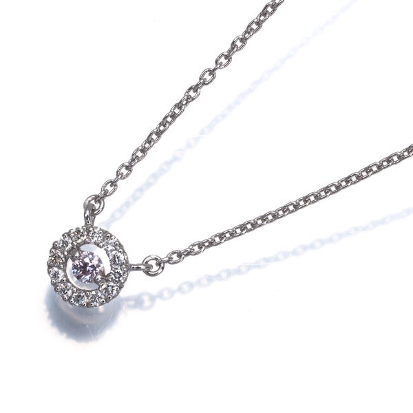 スタージュエリー ネックレス ピンク＆クリア ダイヤ 0.04ct/0.05ct  サークル Pt950 ソ