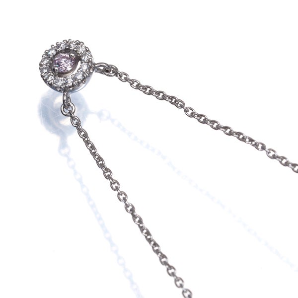 スタージュエリー ネックレス ピンク＆クリア ダイヤ 0.04ct/0.05ct  サークル Pt950 ソ