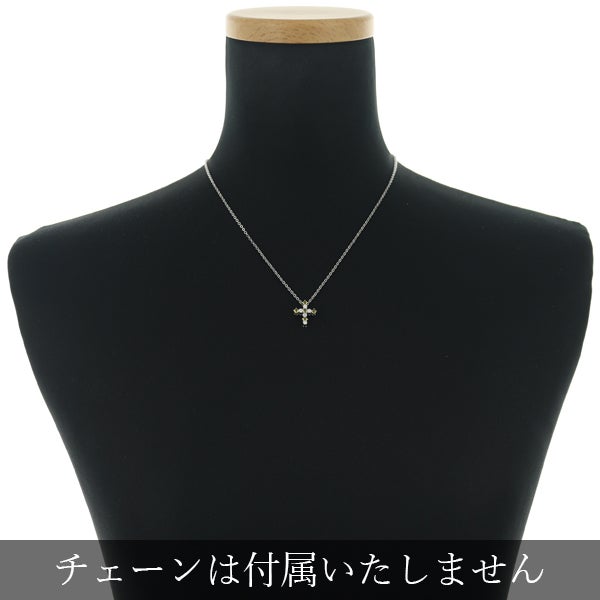 イエローサファイア 0.25ct  ダイヤ カボション クロス ミルグレイン  ペンダントトップ K18WG ソ