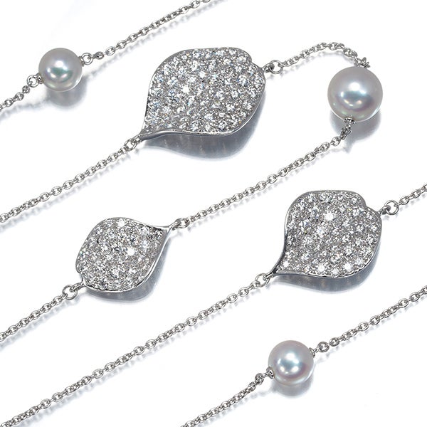 ミキモト ネックレス  アコヤ真珠  ダイヤ Les Petales Place Vendome ロング K18