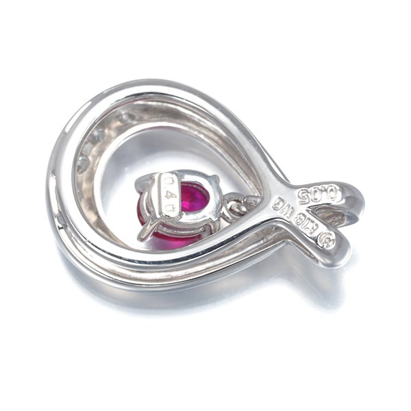 タサキ ペンダントトップ  ルビー 0.40ct  ダイヤ 0.05ct  ティアドロップ 揺れる K18WG 