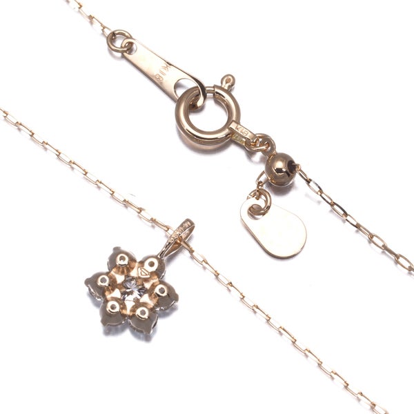  ダイヤ 0.30ct フラワー  ネックレス K18PG 鑑別書