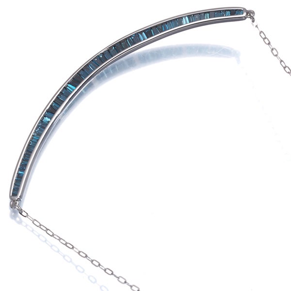 ブルー ダイヤ 0.60ct テーパーカット ライン  ネックレス K18WG 