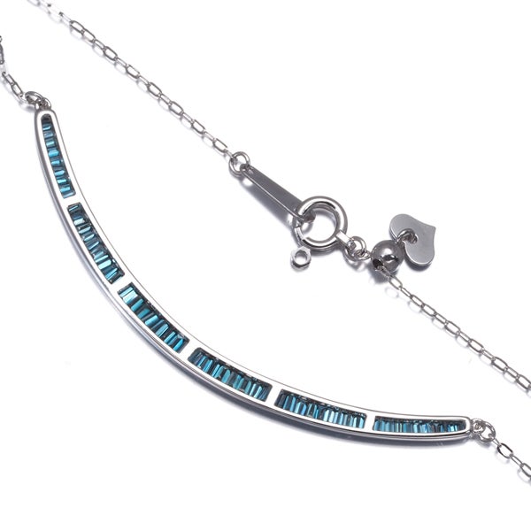 ブルー ダイヤ 0.60ct テーパーカット ライン  ネックレス K18WG 