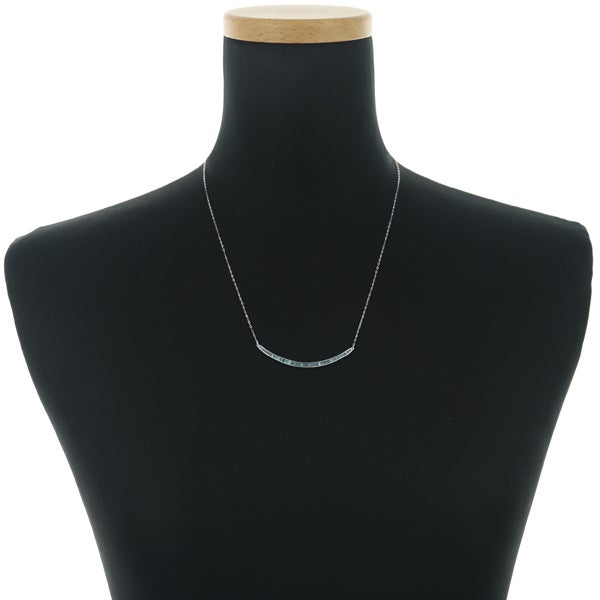 ブルー ダイヤ 0.60ct テーパーカット ライン  ネックレス K18WG 