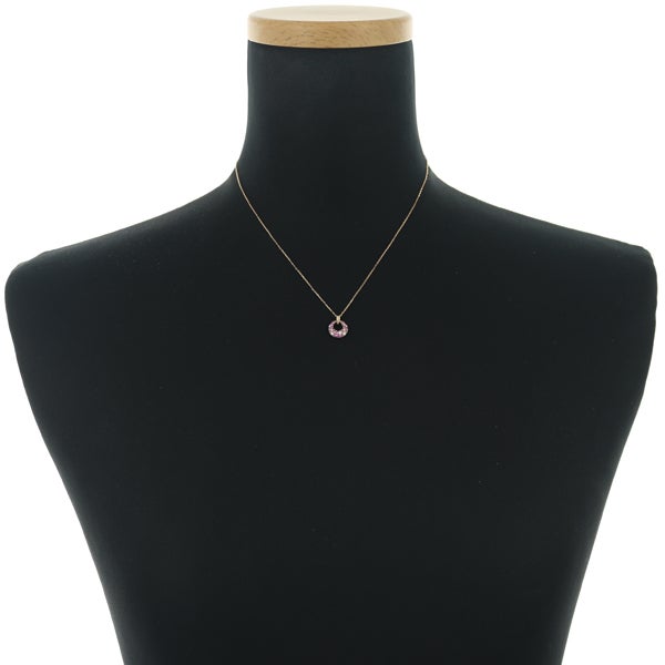  ピンクサファイア 0.18ct  ダイヤ 0.05ct サークル パヴェ  ネックレス K18PG 