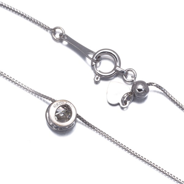  ダイヤ 0.250ct ベゼルセッティング 一粒  ネックレス K18WG 