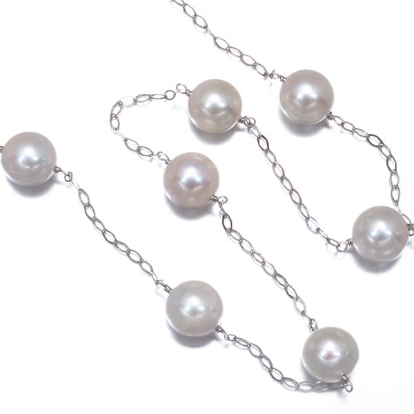  アコヤ真珠 7.2-7.4mm ステーション  ネックレス K18WG 