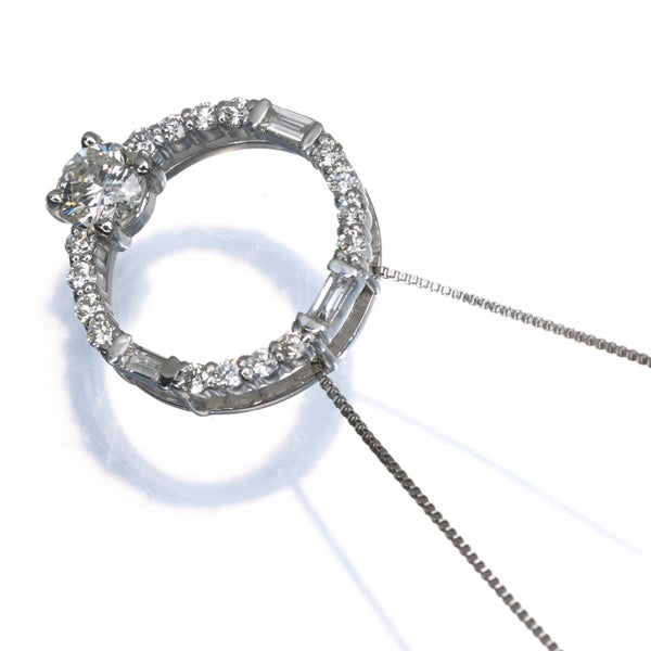  ダイヤ 0.24ct/0.18ct サークル 2種カット  ネックレス Pt950/Pt850 