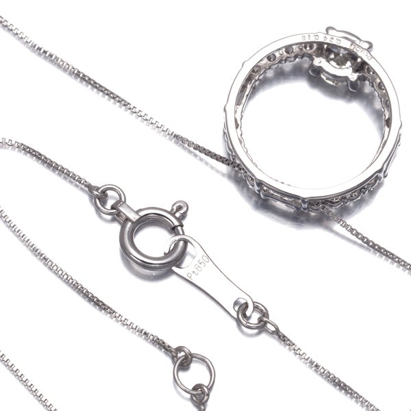  ダイヤ 0.24ct/0.18ct サークル 2種カット  ネックレス Pt950/Pt850 