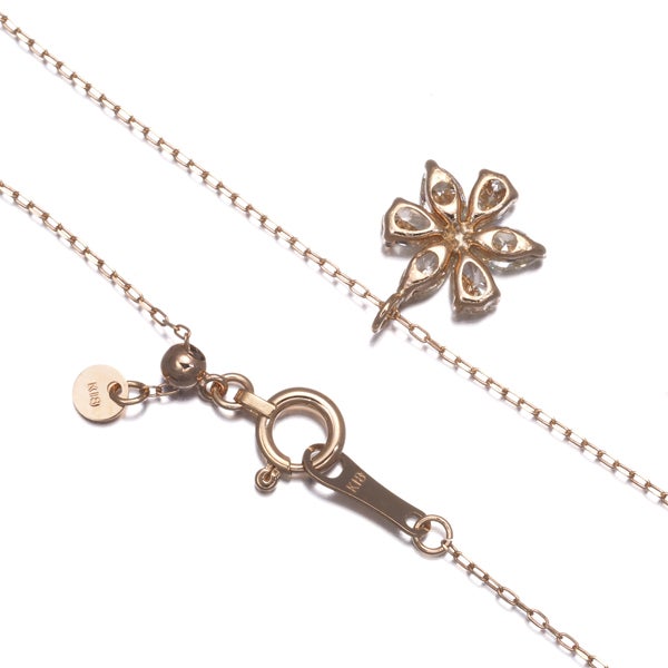 イエロー ダイヤ 0.50ct 2種カット フラワー  ネックレス K18PG 