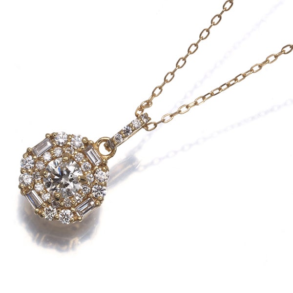  ダイヤ 0.24ct/0.24ct 2種カット  ネックレス K18YG 