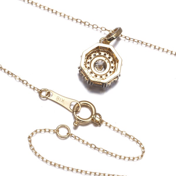  ダイヤ 0.24ct/0.24ct 2種カット  ネックレス K18YG 