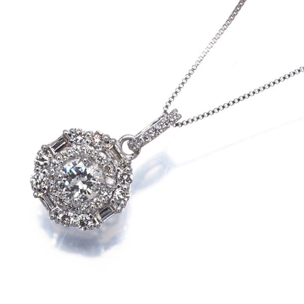  ダイヤ 0.24ct/0.24ct 2種カット  ネックレス Pt950/Pt850 