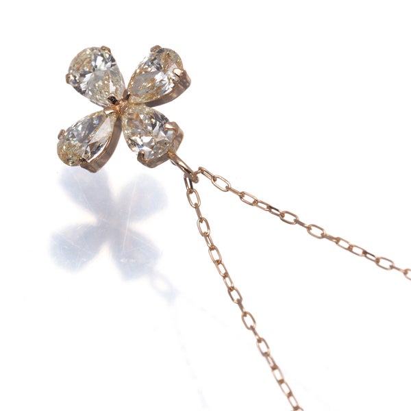 イエロー ダイヤ 0.63ct フラワー ペアシェイプカット  ネックレス K18PG 