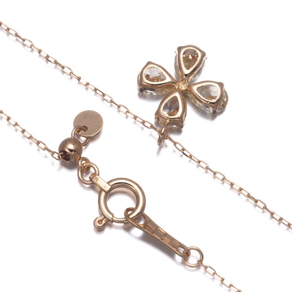 イエロー ダイヤ 0.63ct フラワー ペアシェイプカット  ネックレス K18PG 