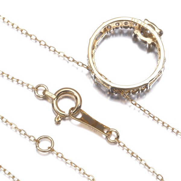  ダイヤ 0.24ct/0.18ct サークル  ネックレス K18YG 
