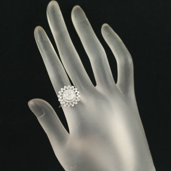  ダイヤ 1.00ct ミルグレイン フラワー  リング K18WG 