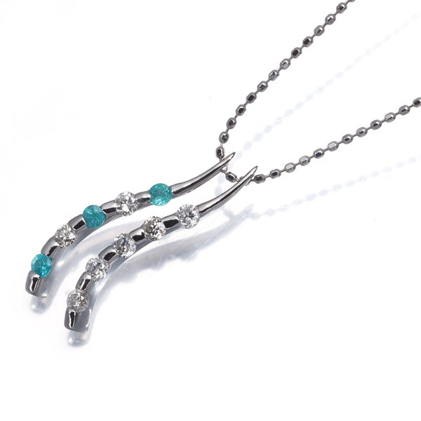  パライバトルマリン 0.09ct  ダイヤ 0.25ct   ネックレス K18WG 鑑別書