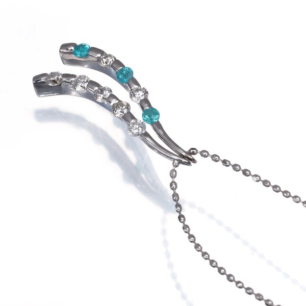  パライバトルマリン 0.09ct  ダイヤ 0.25ct   ネックレス K18WG 鑑別書