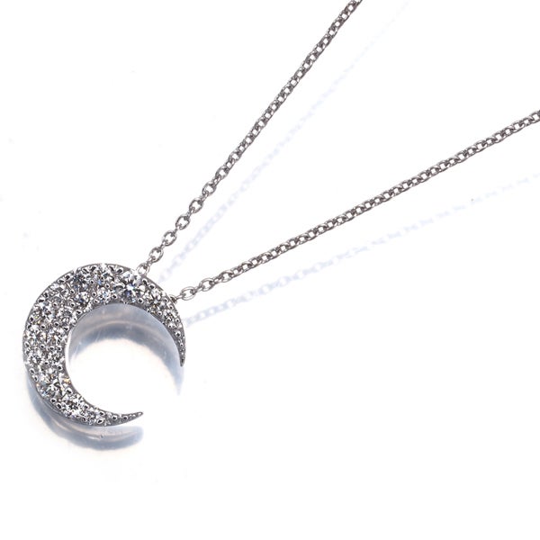  ダイヤ 0.25ct ムーン パヴェ  ネックレス K18WG 