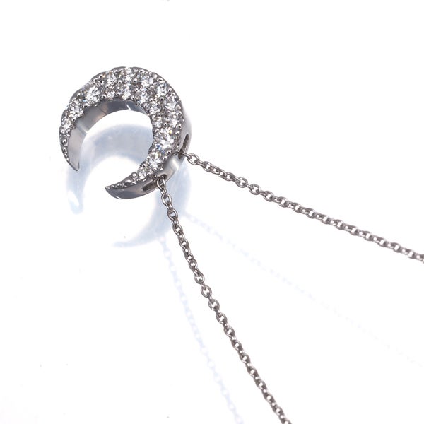  ダイヤ 0.25ct ムーン パヴェ  ネックレス K18WG 