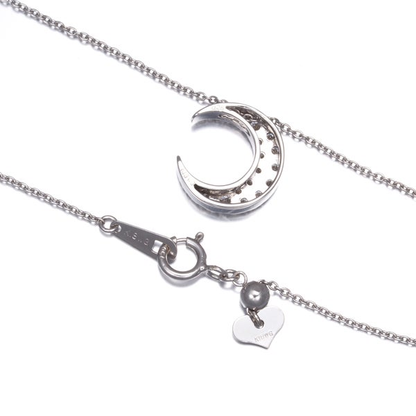  ダイヤ 0.25ct ムーン パヴェ  ネックレス K18WG 