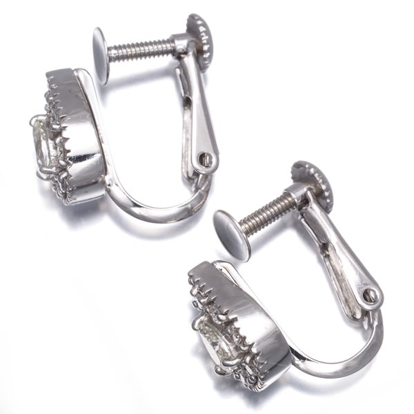  ダイヤ 0.24ct/0.24ct ティアドロップ ミルグレイン  イヤリング K18WG/K14WG 