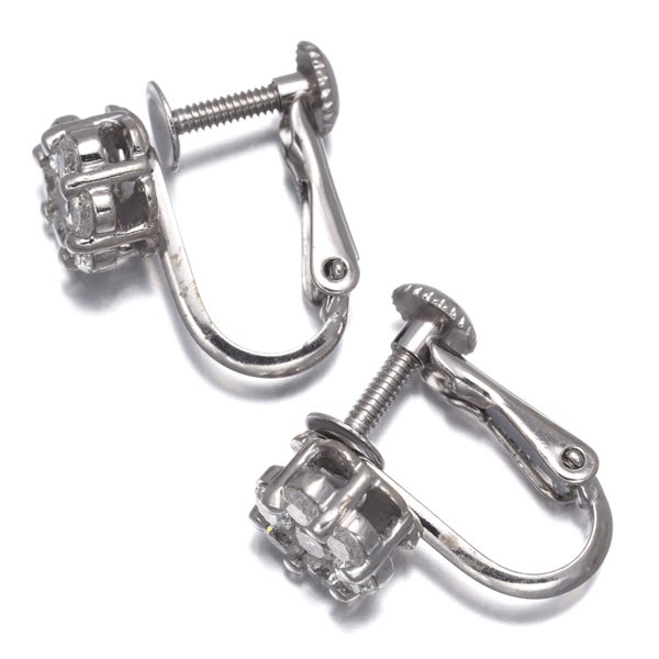  ダイヤ 0.30ct/0.30ct フラワー パヴェ  イヤリング K18WG 