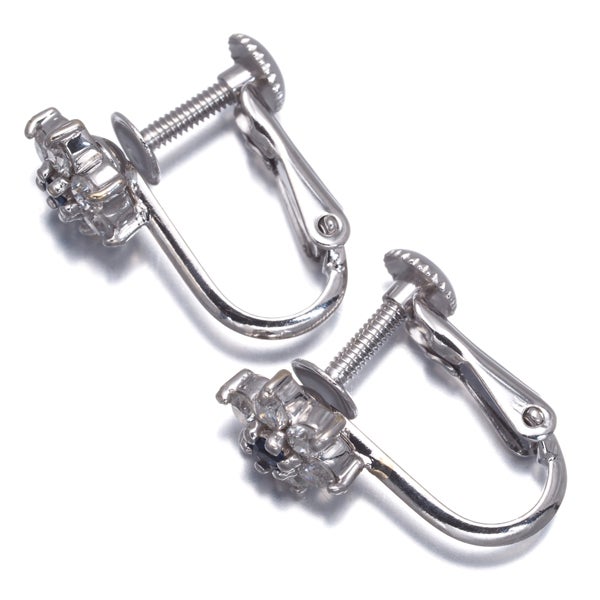  サファイア  ダイヤ 0.26ct/0.26ct フラワー  イヤリング K18WG 