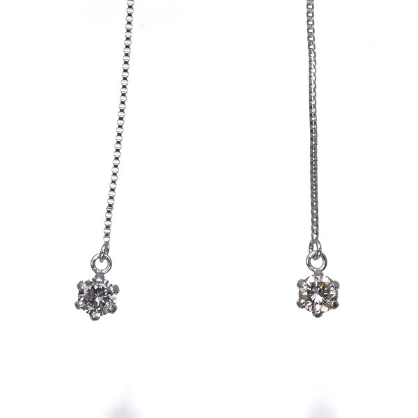  ダイヤ 0.10ct/0.10ct 一粒 アメリカン  ピアス K18WG 
