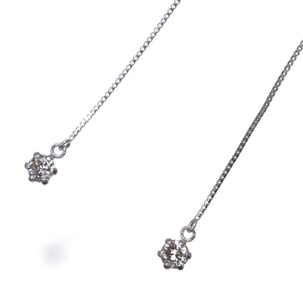  ダイヤ 0.10ct/0.10ct 一粒 アメリカン  ピアス K18WG 