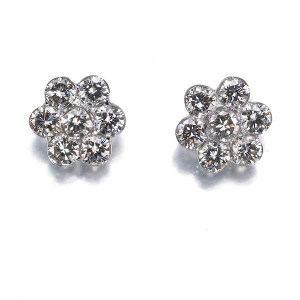  ダイヤ 0.30ct/0.30ct フラワー  ピアス K18WG 