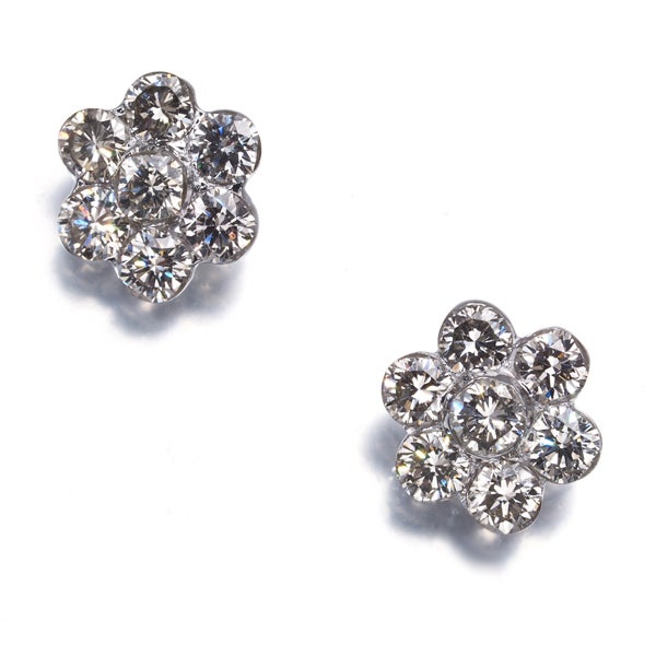  ダイヤ 0.30ct/0.30ct フラワー  ピアス K18WG 