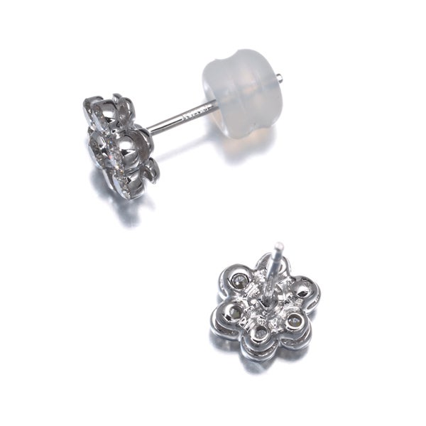  ダイヤ 0.30ct/0.30ct フラワー  ピアス K18WG 