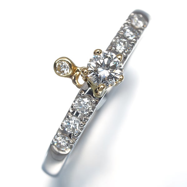 スタージュエリー リング  ダイヤ 0.15ct/0.16ct  9.5号 K18YG/Pt900 