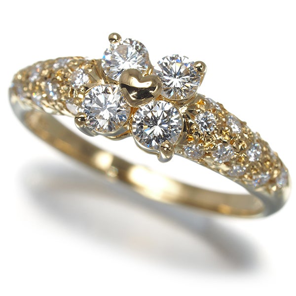 タサキ リング  ダイヤ 0.64ct  フラワー パヴェ 12号 K18YG 