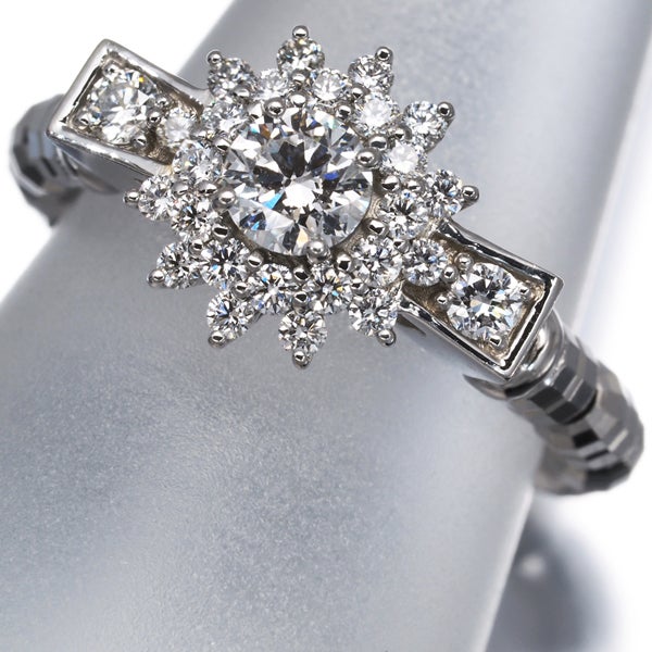  ダイヤ 0.26ct/0.28ct フラワー フリーサイズ  リング Pt950/ワイヤー 