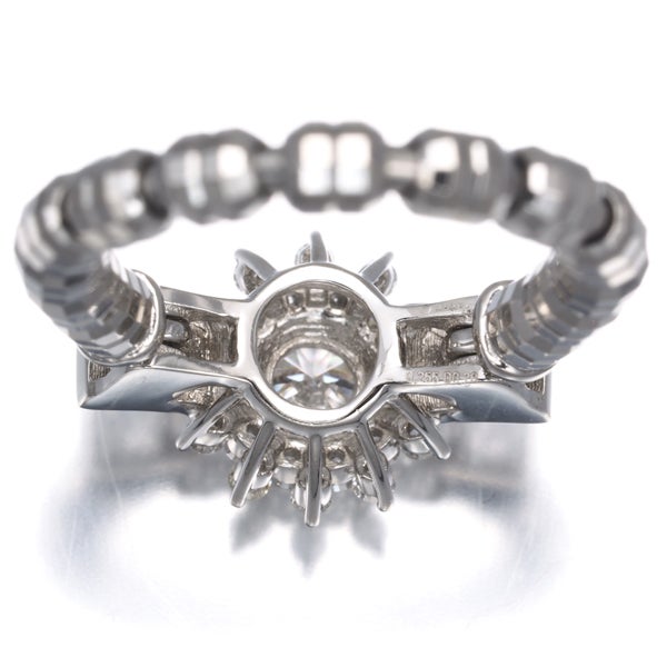  ダイヤ 0.26ct/0.28ct フラワー フリーサイズ  リング Pt950/ワイヤー 