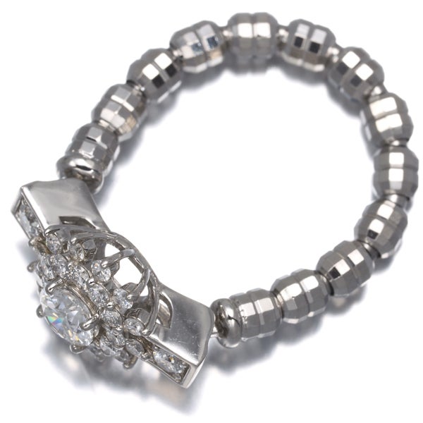  ダイヤ 0.26ct/0.28ct フラワー フリーサイズ  リング Pt950/ワイヤー 