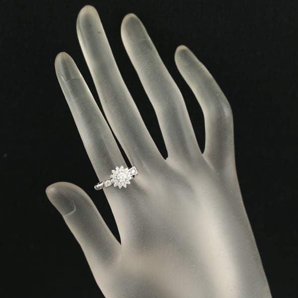  ダイヤ 0.26ct/0.28ct フラワー フリーサイズ  リング Pt950/ワイヤー 