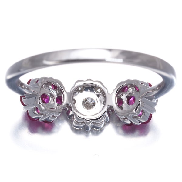  ルビー 0.68ct  ダイヤ 0.35ct フラワー  リング K18WG 