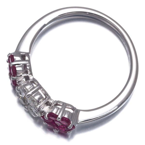  ルビー 0.68ct  ダイヤ 0.35ct フラワー  リング K18WG 