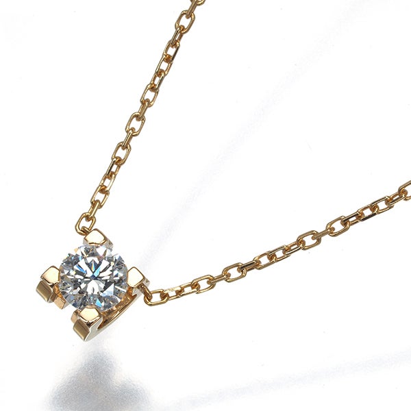 カルティエ ネックレス  ダイヤ 0.24ct H VVS1 3EX Cドゥ ソリテール K18PG レポート