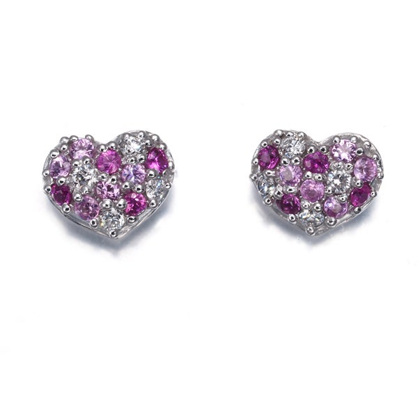 ポンテヴェキオ ピアス  サファイア 0.22ct ダイヤ 0.09ct  ハート パヴェ K18WG 保証書