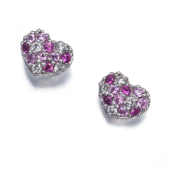 ポンテヴェキオ ピアス  サファイア 0.22ct ダイヤ 0.09ct  ハート パヴェ K18WG 保証書