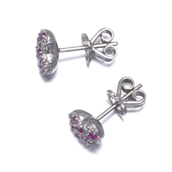 ポンテヴェキオ ピアス  サファイア 0.22ct ダイヤ 0.09ct  ハート パヴェ K18WG 保証書