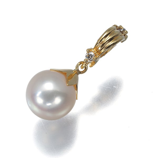 タサキ ペンダントトップ  アコヤ真珠 8.4mm ダイヤ 0.01ct  一粒 チャーム K18YG 