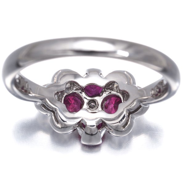  ルビー 0.51ct  ダイヤ 0.44ct フラワー  リング Pt900 